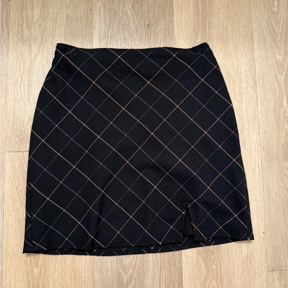 Abercrombie & Fitch Black Checkered Pencil Skirt